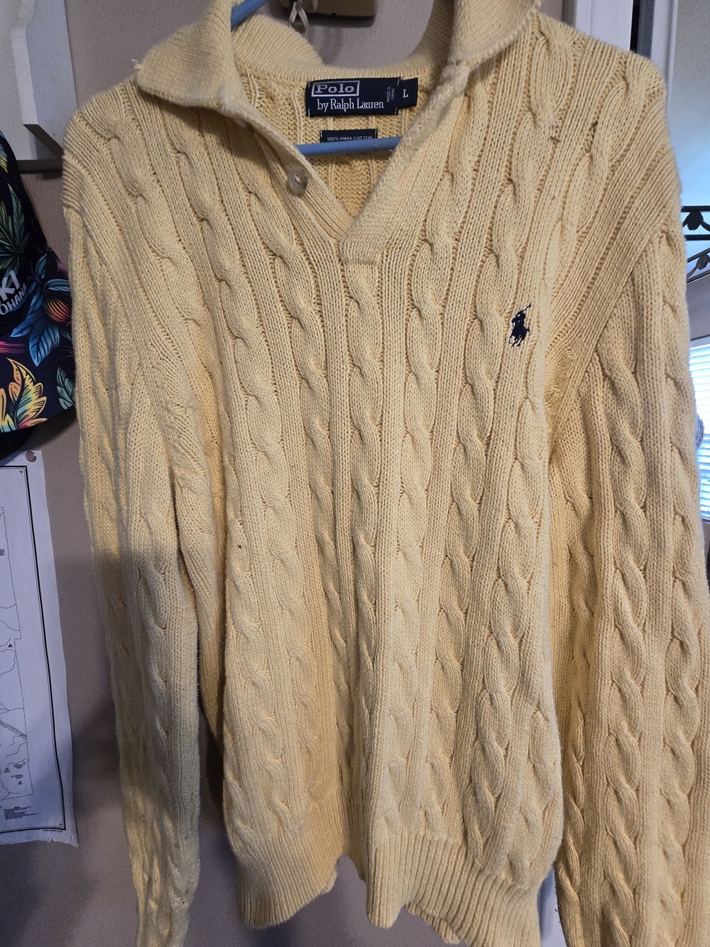 Polo by Ralph Lauren Men’s Yellow Cable-Knit Sweater